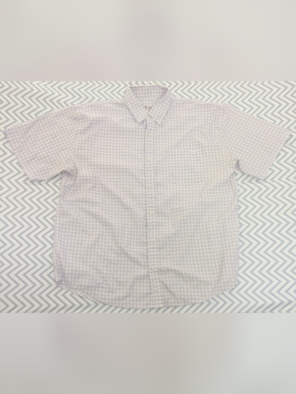Huk Fishing Shirt Men’s Button Down Short Sleeve XXL Vented Back lavender Purple